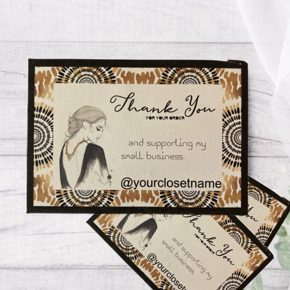 100 Thank You Poshmark Boutique Card - Delicate and Feminine Thank you Cards - Picture 1 of 10